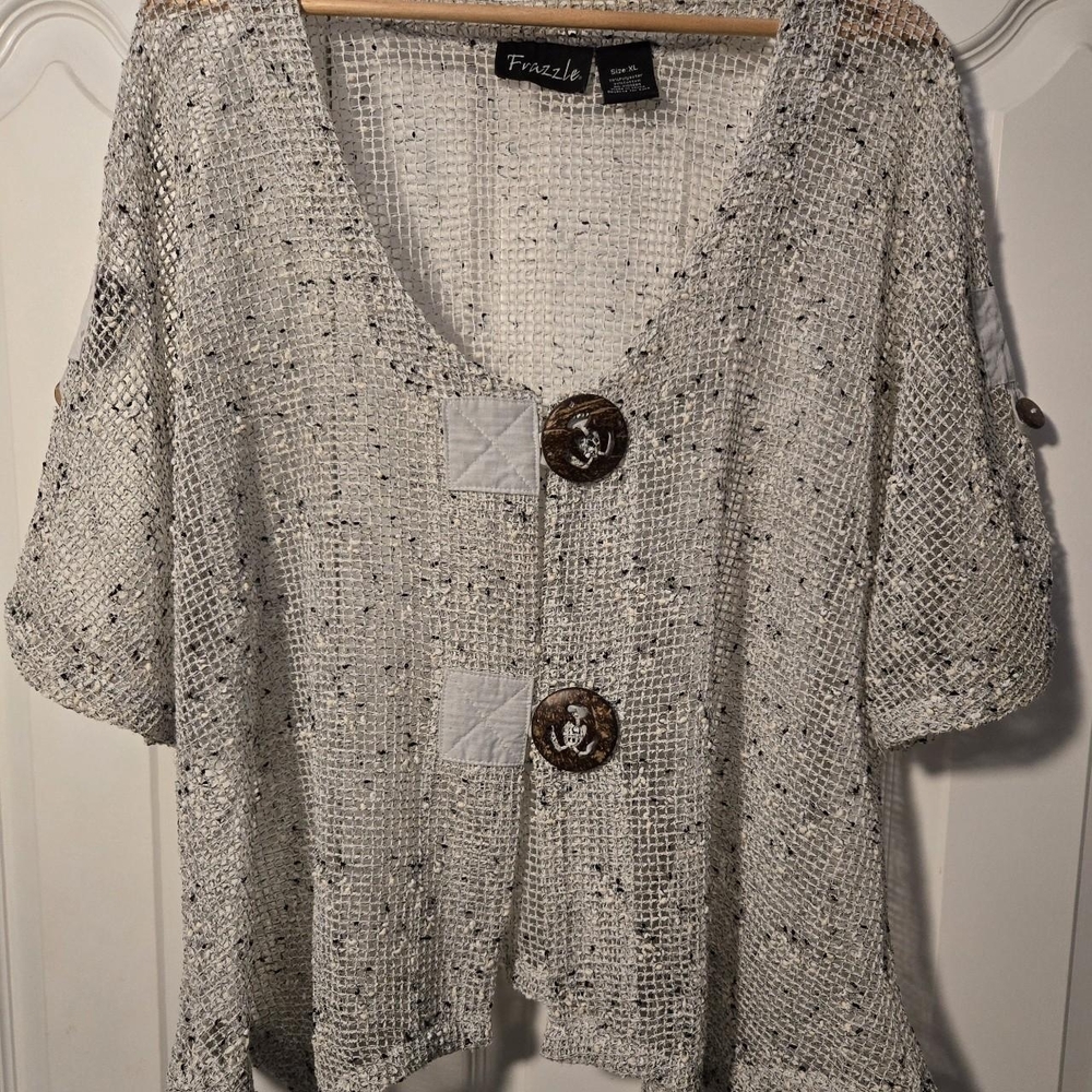 Frazzle Knit Cardigan with Button Accents